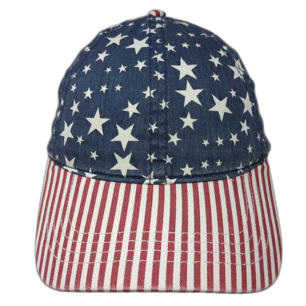 Ugly Stuff Supply Baseball Cap Blue One Size Stars Stripes Tie Back Cotton Hat